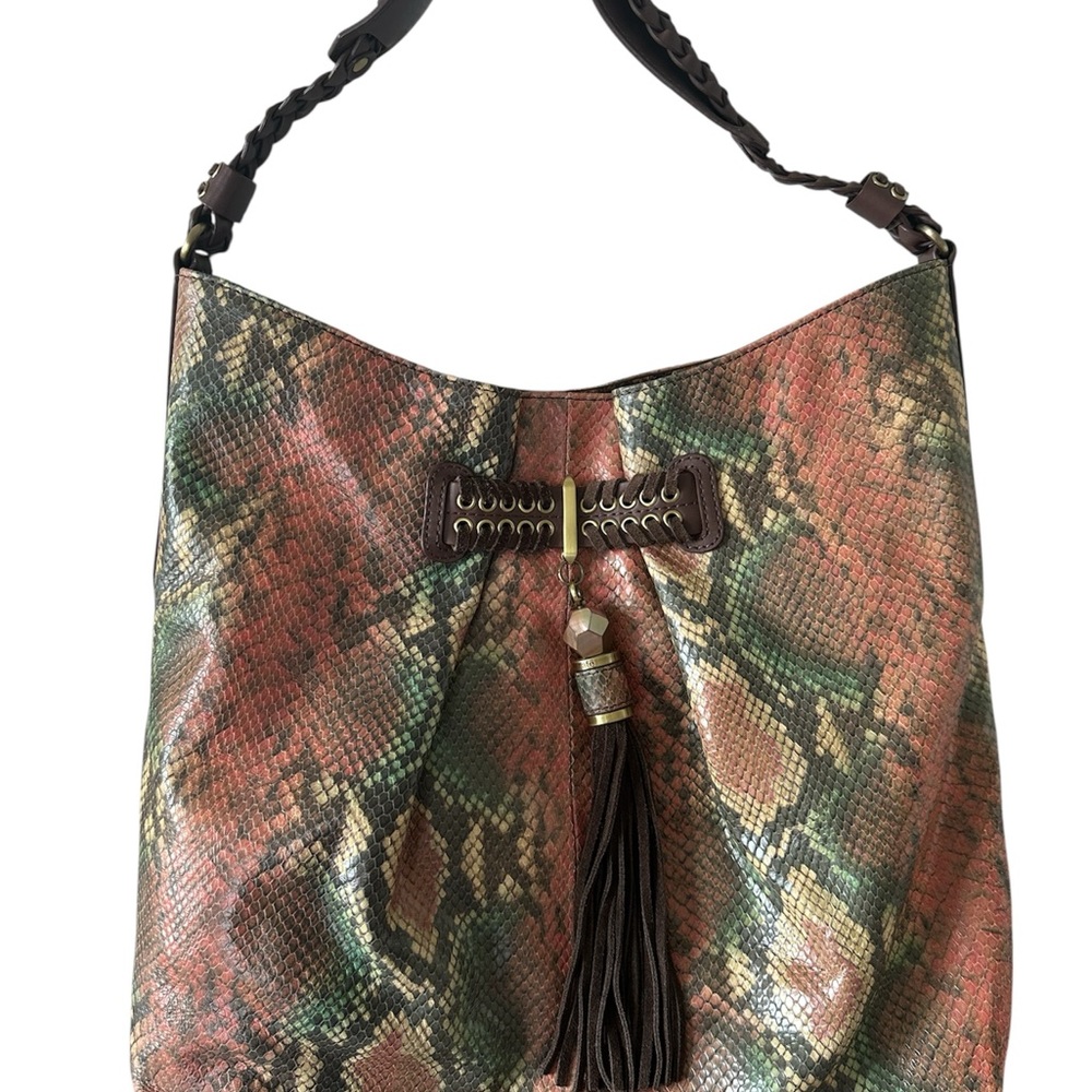 Stylish Multicolor Snake Print Hobo Bag